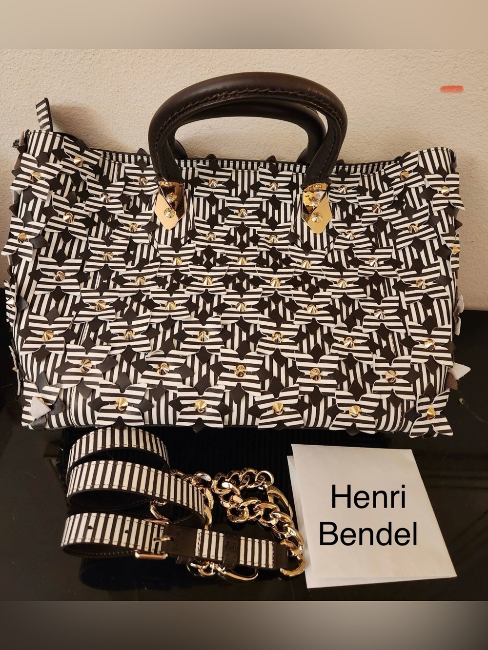 Henri Bendel A List Floral Satchel with Gold Hardware